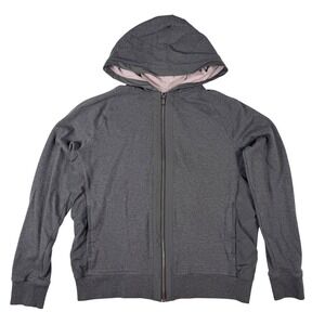 Banana Republic Full Zip Hoodie Mens XL Gray Mixed Media Woven‎ Trim Excellent